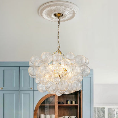 Multi-Globe Textured Glass Ceiling Fixture with Adjustable Chain Hardwired Dimmable Lighting for Dining Room Entryway Bedroom