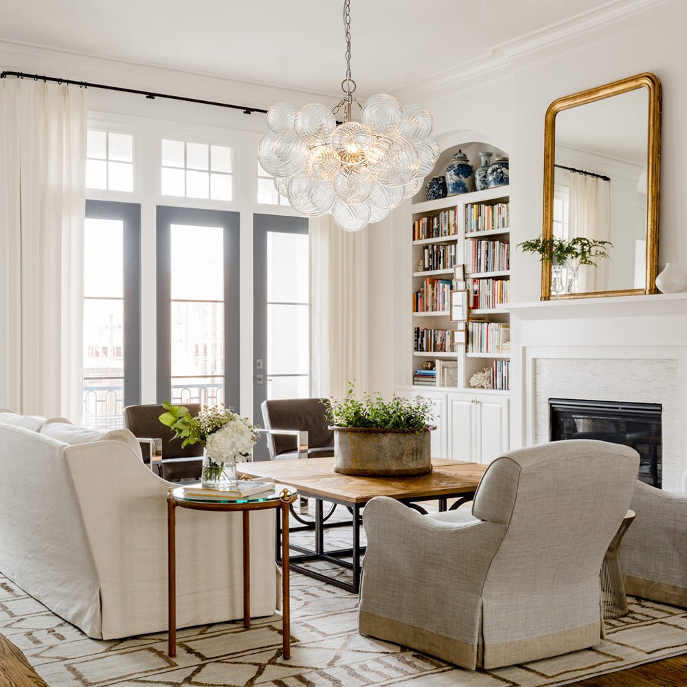 Multi-Globe Textured Glass Ceiling Fixture with Adjustable Chain Hardwired Dimmable Lighting for Dining Room Entryway Bedroom