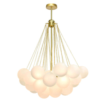 Matte Opal Globe Chandelier with Multiple Spheres – 3-Light Modern Ceiling Fixture for Dining Room & Living Room