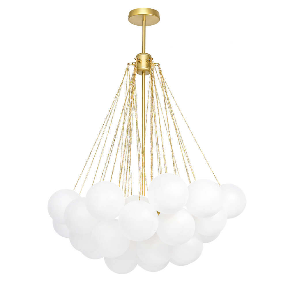 Matte Opal Globe Chandelier with Multiple Spheres – 3-Light Modern Ceiling Fixture for Dining Room & Living Room