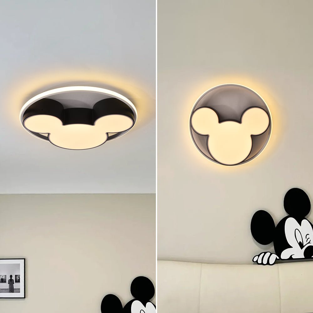 Dimmable LED Flush Mount Kids Room Light with Remote Control – Black & White Character-Inspired Fixture, 18 or 20 Inch, Adjustable Brightnes