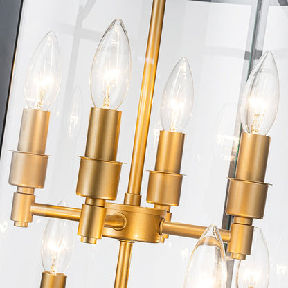 8-Light Farmhouse Cylinder Pendant Light with Clear Glass Shade for Kitchen Island & Dining Room