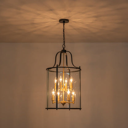 8-Light Farmhouse Cylinder Pendant Light with Clear Glass Shade for Kitchen Island & Dining Room