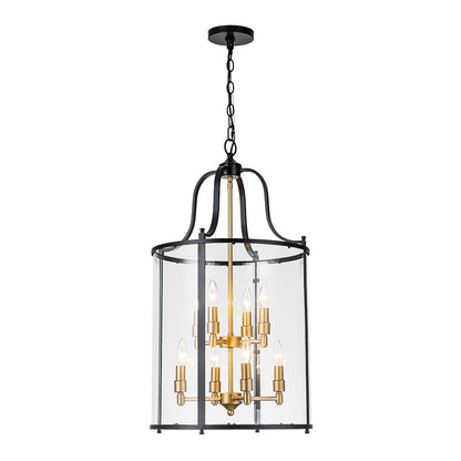 8-Light Farmhouse Cylinder Pendant Light with Clear Glass Shade for Kitchen Island & Dining Room