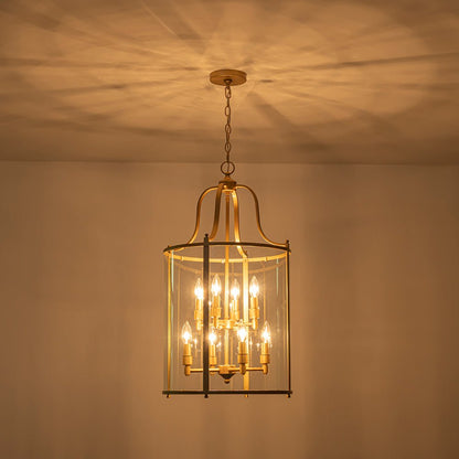 8-Light Farmhouse Cylinder Pendant Light with Clear Glass Shade for Kitchen Island & Dining Room
