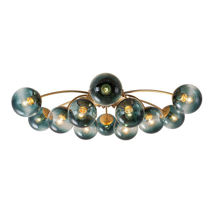 12-Arm Starburst Ceiling Light with Gradient Azure Sphere Shades & Metallic Finish for Entryway
