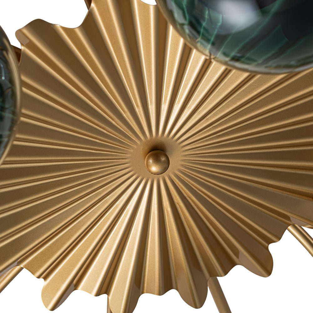 12-Arm Starburst Ceiling Light with Gradient Azure Sphere Shades & Metallic Finish for Entryway