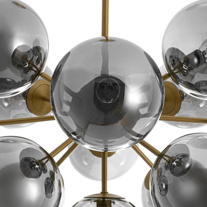 13-Light Sputnik Chandelier with Tinted Glass Globes, 24-Inch Diameter, Adjustable Height Dining Room Fixture for Mid-Century & Modern Homes