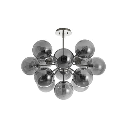 13-Light Sputnik Chandelier with Tinted Glass Globes, 24-Inch Diameter, Adjustable Height Dining Room Fixture for Mid-Century & Modern Homes