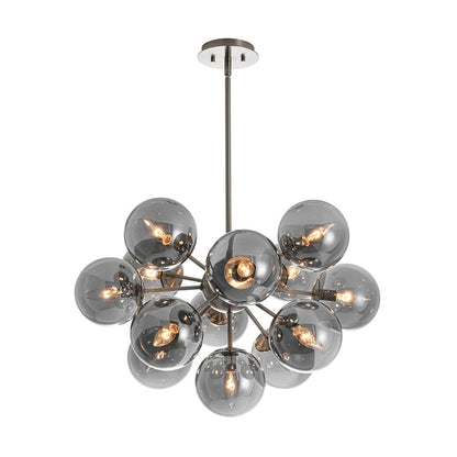 13-Light Sputnik Chandelier with Tinted Glass Globes, 24-Inch Diameter, Adjustable Height Dining Room Fixture for Mid-Century & Modern Homes