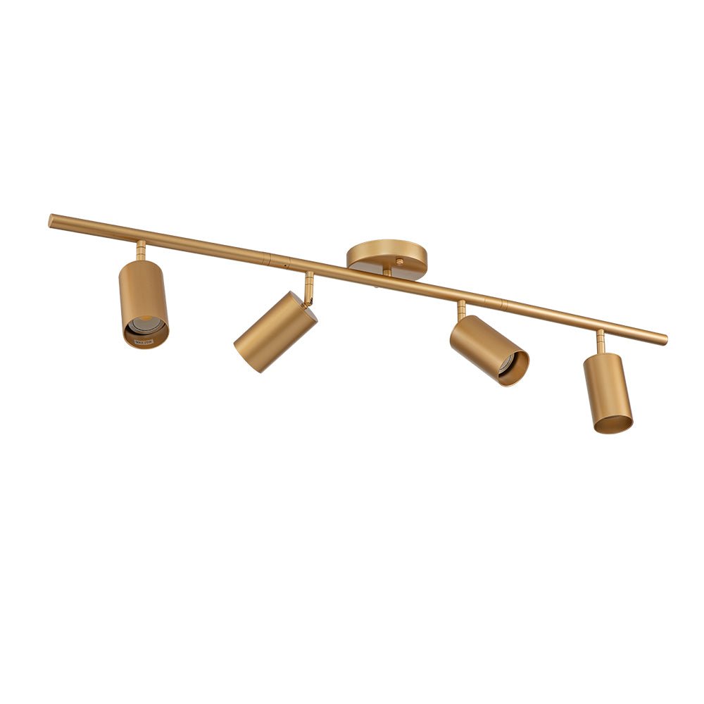 Track Lighting 4-Light Adjustable Spotlight Bar Gold Metal GU10 Ceiling Fixture for Kitchen Bedroom Living Room Office Task Accent Direction