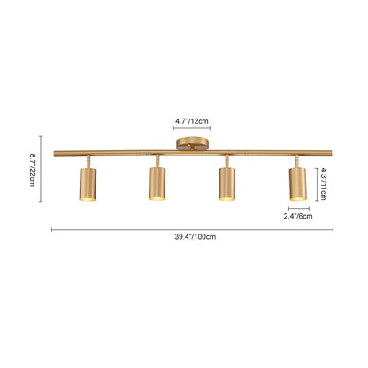 Track Lighting 4-Light Adjustable Spotlight Bar Gold Metal GU10 Ceiling Fixture for Kitchen Bedroom Living Room Office Task Accent Direction