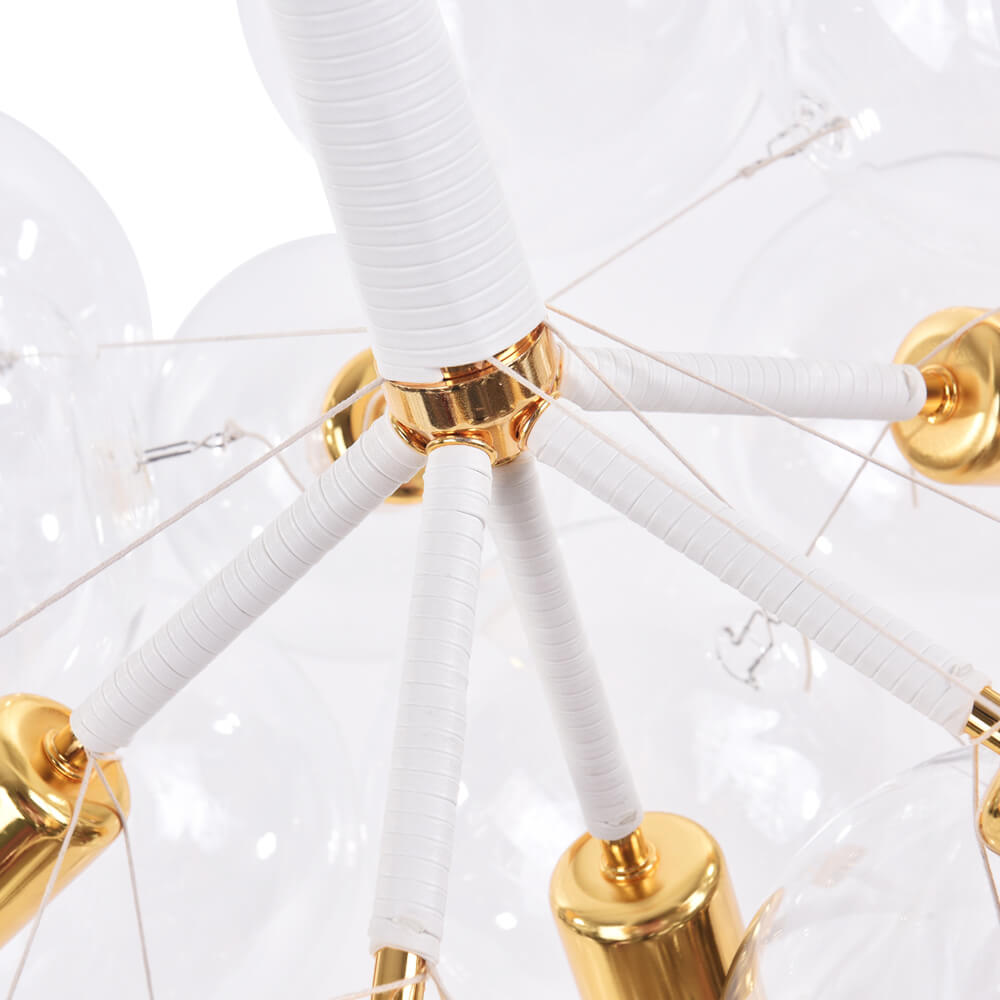 Multi-Globe Ceiling Light with Clear Glass Spheres and Metal Arms for Dining Room & Living Room