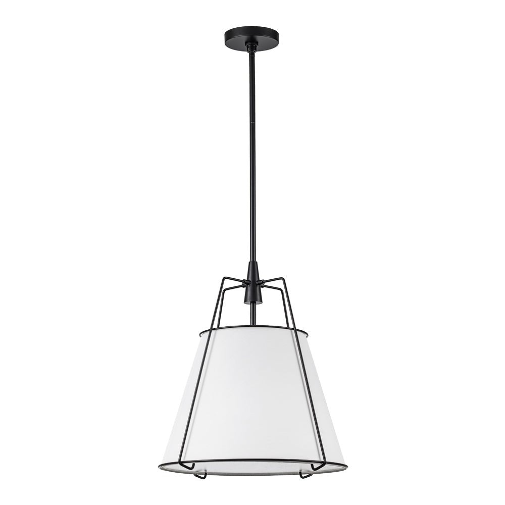 Tapered Fabric Drum Lantern Chandelier with Adjustable Height for Dining Room & Entryway