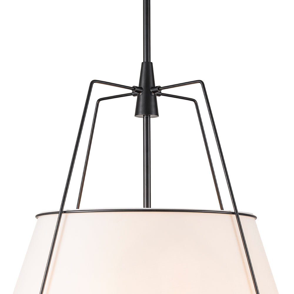 Tapered Fabric Drum Lantern Chandelier with Adjustable Height for Dining Room & Entryway