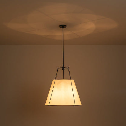 Tapered Fabric Drum Lantern Chandelier with Adjustable Height for Dining Room & Entryway