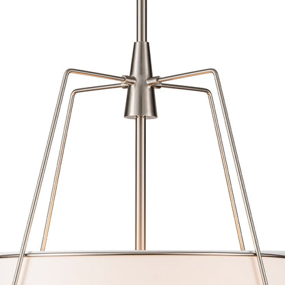 Tapered Fabric Drum Lantern Chandelier with Adjustable Height for Dining Room & Entryway