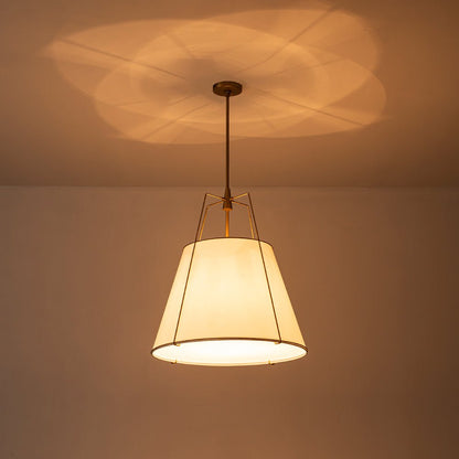 Tapered Fabric Drum Lantern Chandelier with Adjustable Height for Dining Room & Entryway