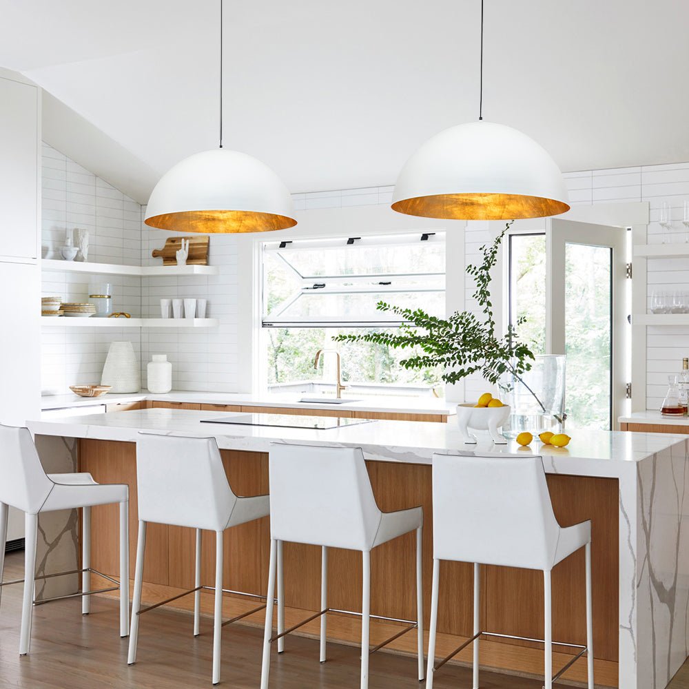 Statement Bowl Pendant Ceiling Light with Gold Interior – Adjustable Cable & Dimmable for Kitchen Island, Dining