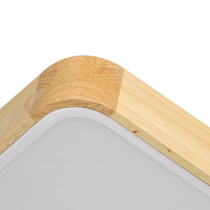 Modern Farmhouse Wood Frame Ceiling Light Fixture - Dimmable LED Low Profile Panel for Kitchen, Living Room, Bedroom - 5 Color