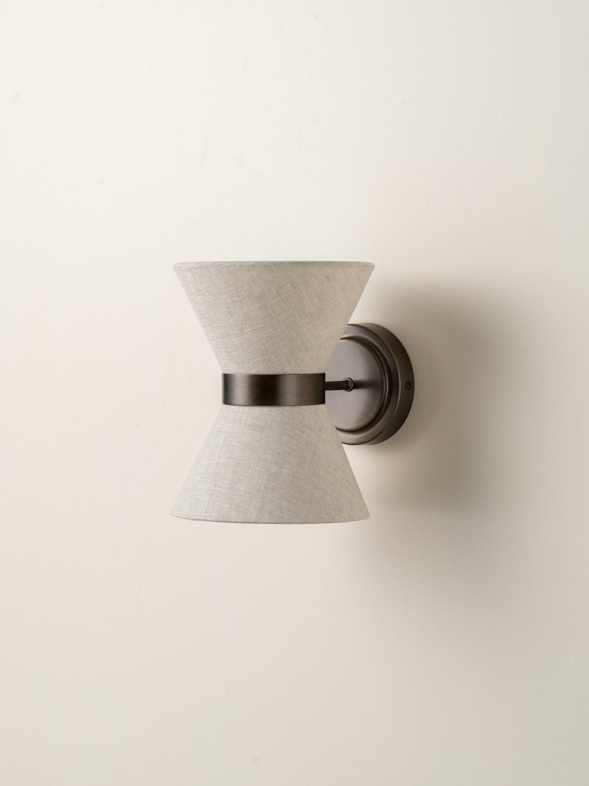Dual-Socket Sconce with Fabric Shade and Metallic Accent for Bedrooms, Entryways, and Accent Walls