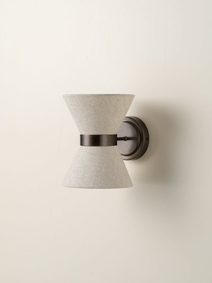 Dual-Socket Sconce with Fabric Shade and Metallic Accent for Bedrooms, Entryways, and Accent Walls