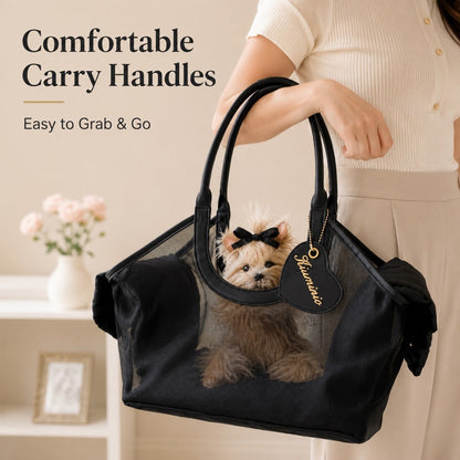 Ortekor Chic Mesh Pet Carrier Tote for Cafe Runs & Vet Visits - Breathable Small Dog & Cat Travel Bag