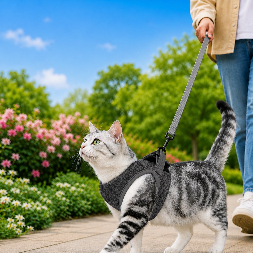Ortekor Lightweight Cat Harness & Leash Set for Outdoor Walks - Breathable Adjustable Vest for Secure, Comfortable Control