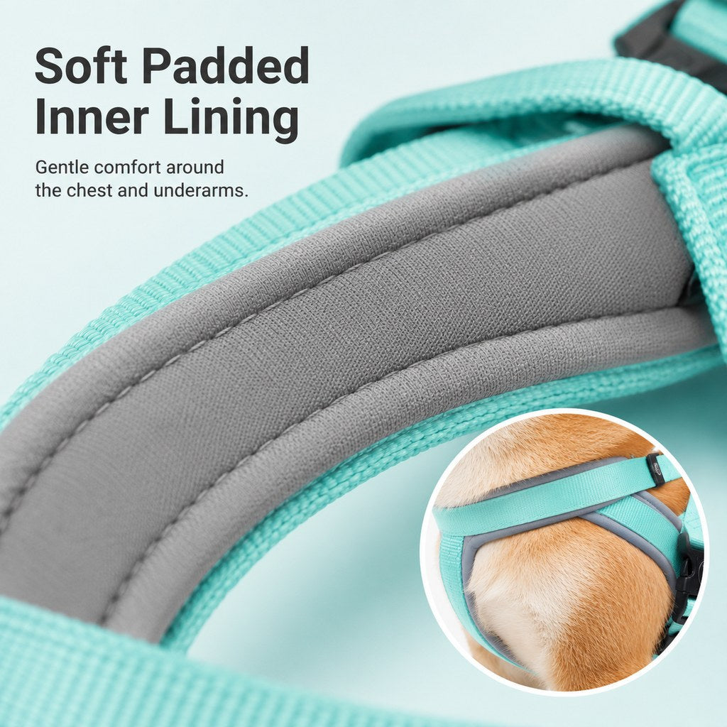 Ortekor Quick-Fit Lightweight Dog Harness & Leash Set for Daily Walks - No-Choke Step-In Comfort with Secure Buckle & Back Control Handle