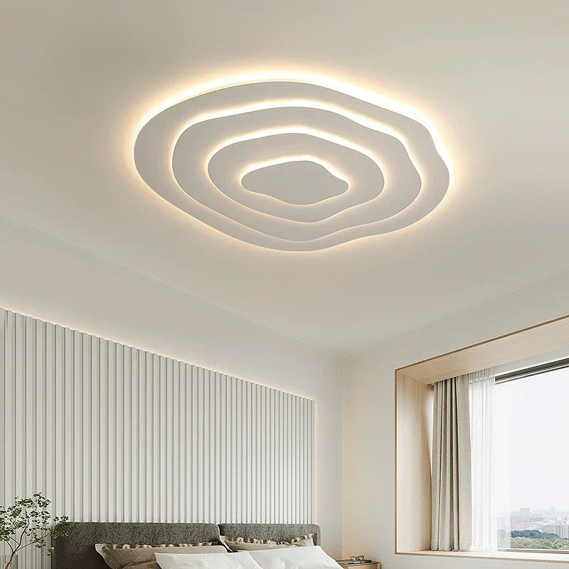 LED Flush Mount Ceiling Light 16-24 in White Acrylic Wave Design for Bedroom Living Room Hallway Dimmable Modern Lighting Fixture 110V