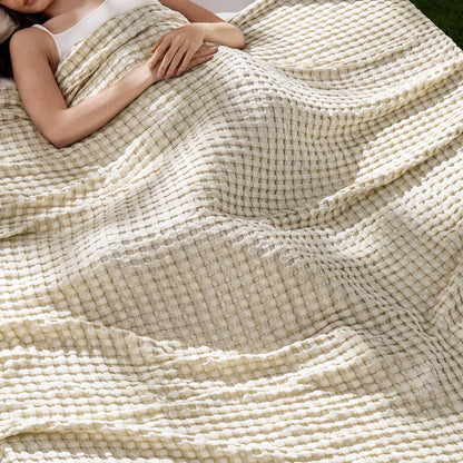 Cotton Throw Blanket Cooling, Bamboo Cooling Blanket for Hot Sleepers, Lightweight Queen Size Blanket for Summer