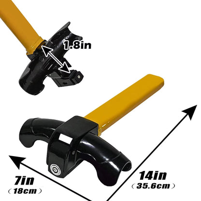 Steering Wheel Security Bar – Heavy-Duty Anti-Theft Device for Cars, Trucks & SUVs – High-Visibility Yellow Iron T-Bar Immobilizer