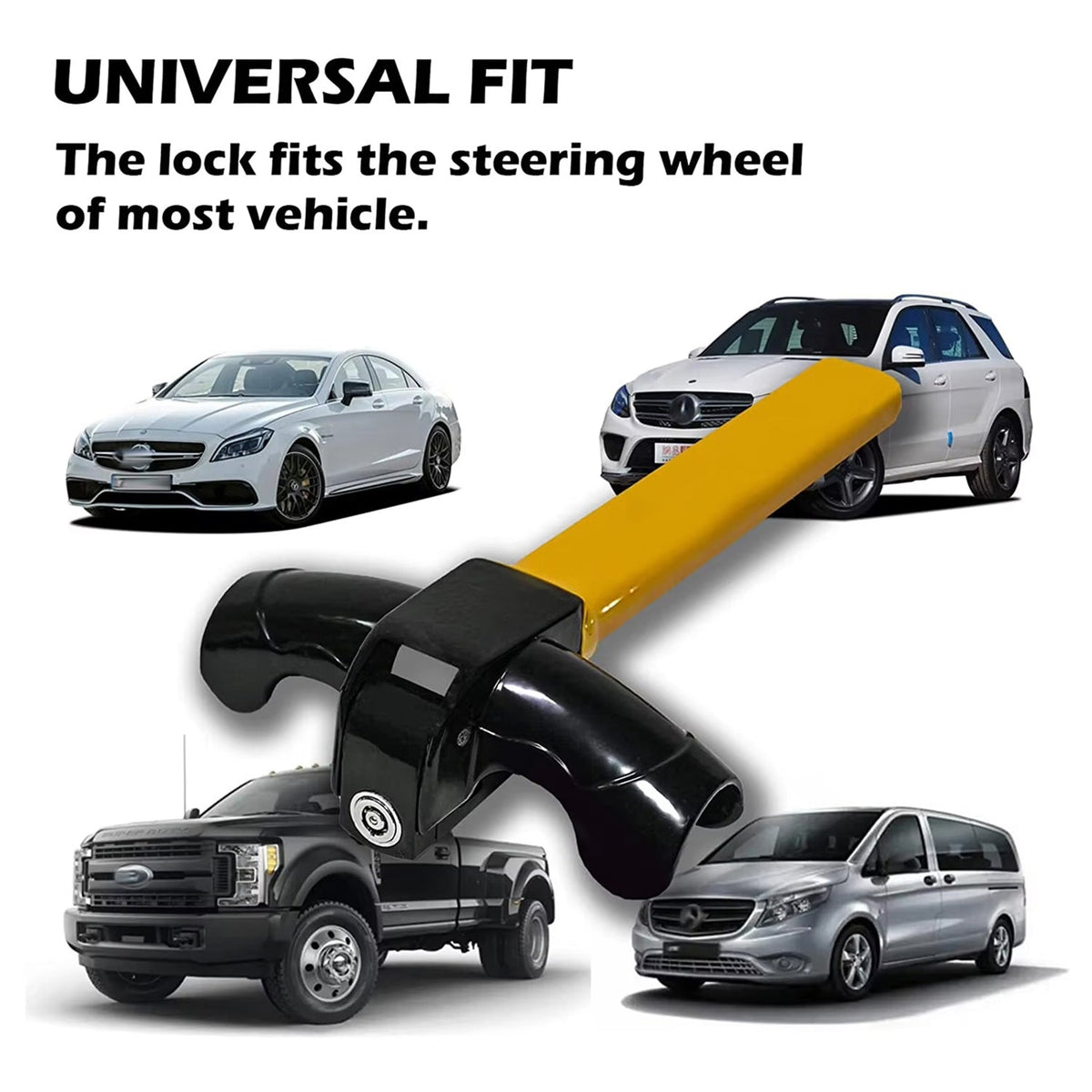 Heavy-Duty Steering Wheel Lock Bar – Anti-Theft Car Security Device with High-Visibility Design for Cars, Trucks, SUVs & Vans