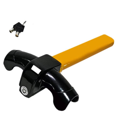 Steering Wheel Security Bar – Heavy-Duty Anti-Theft Device for Cars, Trucks & SUVs – High-Visibility Yellow Iron T-Bar Immobilizer