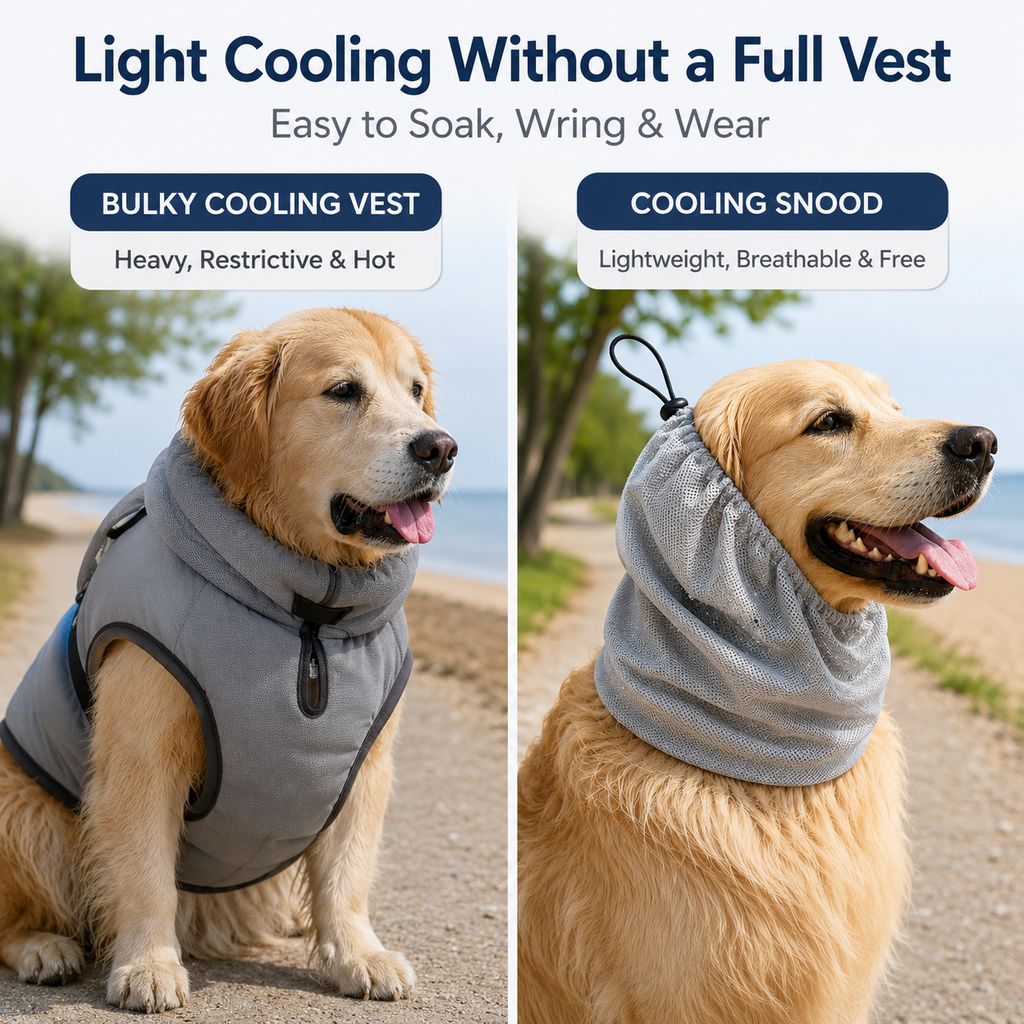 Ortekor Water-Activated Dog Cooling Snood for Summer Walks - Lightweight Neck & Ear Cooler for Hot Weather, Beach Days & Long-Fur Dogs