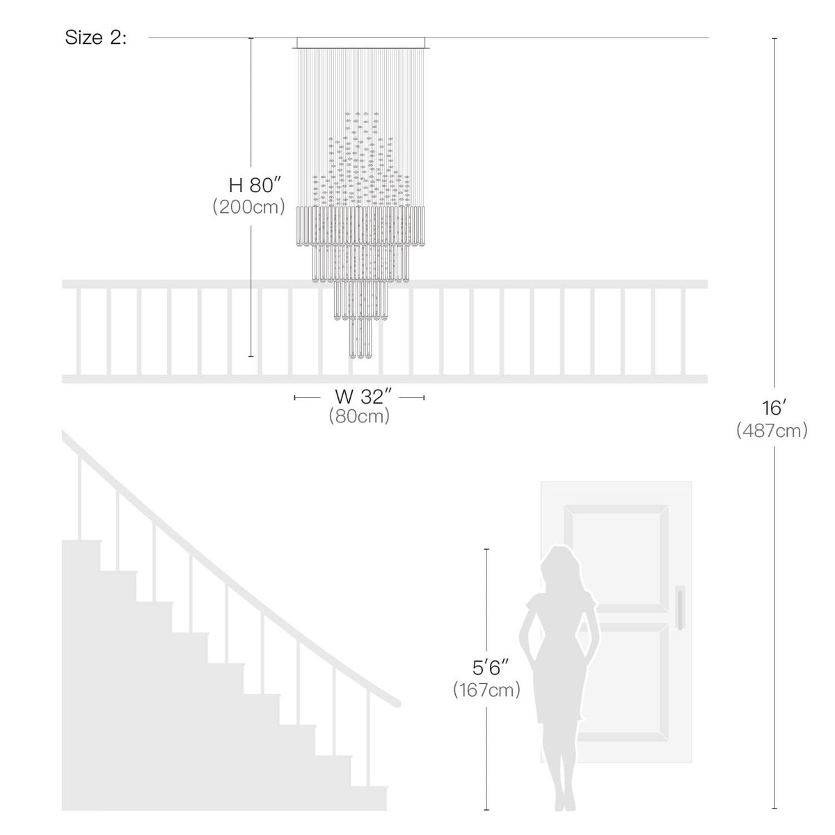 Tiered Crystal Chandelier with Cascading Glass Drops for Foyer, Staircase & High Ceilings – Adjustable Height Modern Lighting Fixture