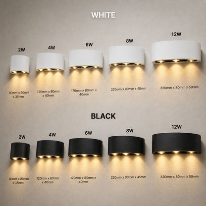 Waterproof LED Wall Sconce for Outdoor & Indoor Use – Aluminum Modern Light Fixture for Patio, Entryway, Hallway – 5 Wattage Options, Warm