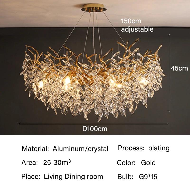 Crystal Ceiling Fixture LED Linear Bar Chandelier Dining Room Gold Silver Hanging Light Modern Luxury Island Lighting for Living Spaces
