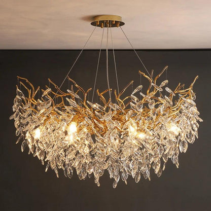 Crystal Ceiling Fixture LED Linear Bar Chandelier Dining Room Gold Silver Hanging Light Modern Luxury Island Lighting for Living Spaces