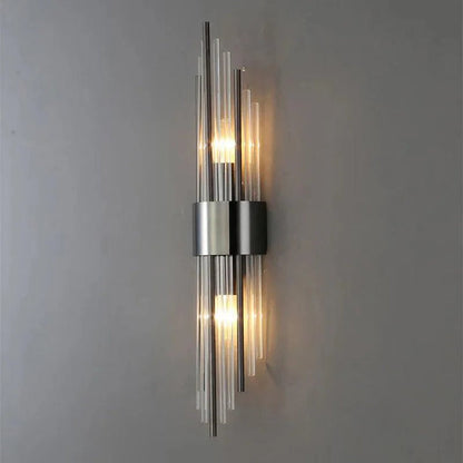 Crystal Wall Sconce with LED Light – Modern Gold or Black Finish for Bedroom, Hallway, Living Room – 14 in to 22 in