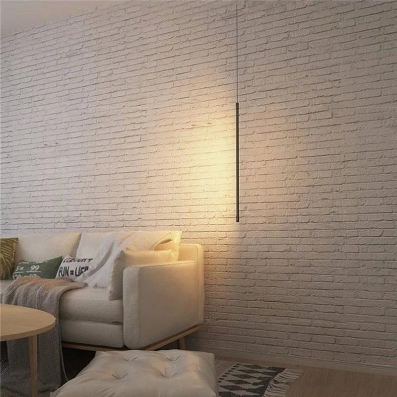 Sleek Cylinder Drop Light with Height-Adjustable Cord Black Aluminum LED Fixture for Bedrooms Nightstands Dining Tables Kitchen Islands Cont