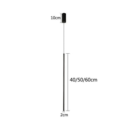Sleek Cylinder Drop Light with Height-Adjustable Cord Black Aluminum LED Fixture for Bedrooms Nightstands Dining Tables Kitchen Islands Cont