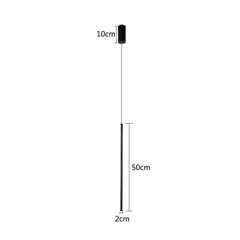 Sleek Cylinder Drop Light with Height-Adjustable Cord Black Aluminum LED Fixture for Bedrooms Nightstands Dining Tables Kitchen Islands Cont