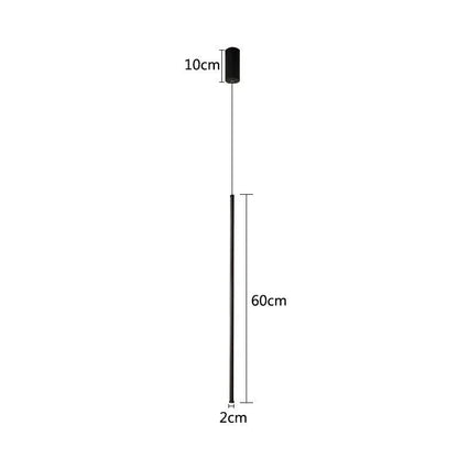 Sleek Cylinder Drop Light with Height-Adjustable Cord Black Aluminum LED Fixture for Bedrooms Nightstands Dining Tables Kitchen Islands Cont