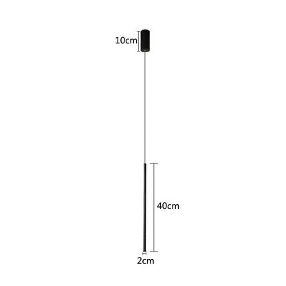 Sleek Cylinder Drop Light with Height-Adjustable Cord Black Aluminum LED Fixture for Bedrooms Nightstands Dining Tables Kitchen Islands Cont