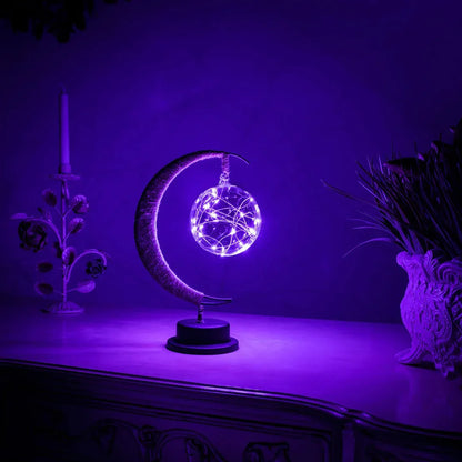 3D Printed Moon Sphere Table Lamp with Realistic Crater Details, Battery-Powered Ambient Night Light for Bedroom, Nursery, Living Room Decor