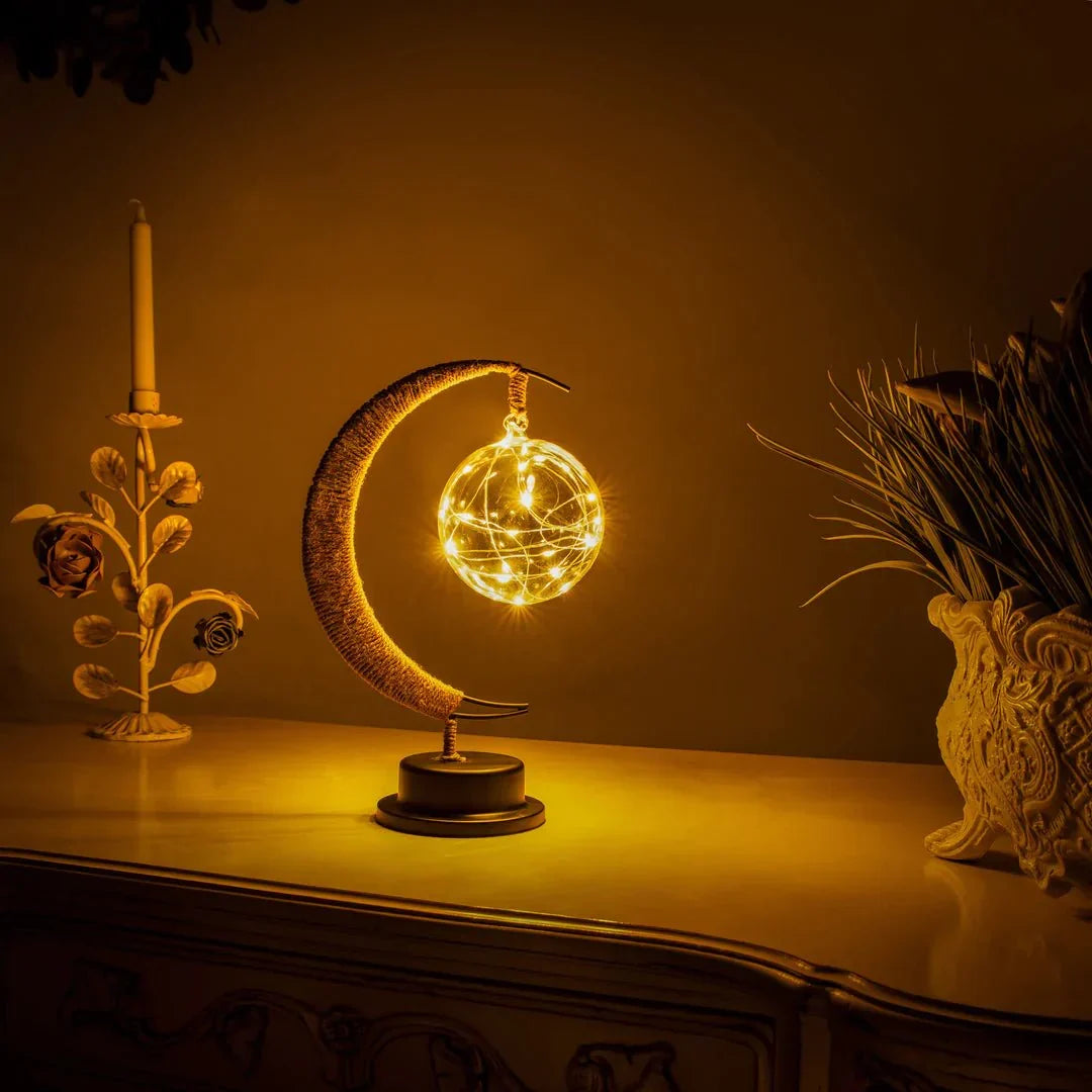 LED Moon Lamp Battery Operated 11 Inch Decorative Night Light for Bedrooms Desks Nightstands Portable Cordless Lunar Glow Accent Lighting