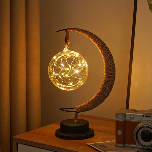 3D Printed Moon Sphere Table Lamp with Realistic Crater Details, Battery-Powered Ambient Night Light for Bedroom, Nursery, Living Room Decor