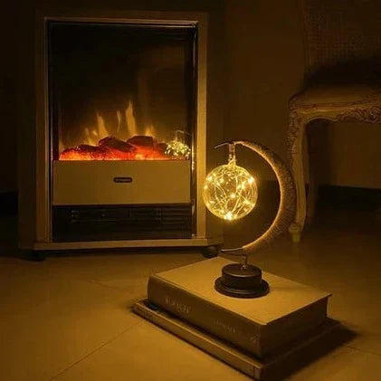 3D Printed Moon Sphere Table Lamp with Realistic Crater Details, Battery-Powered Ambient Night Light for Bedroom, Nursery, Living Room Decor
