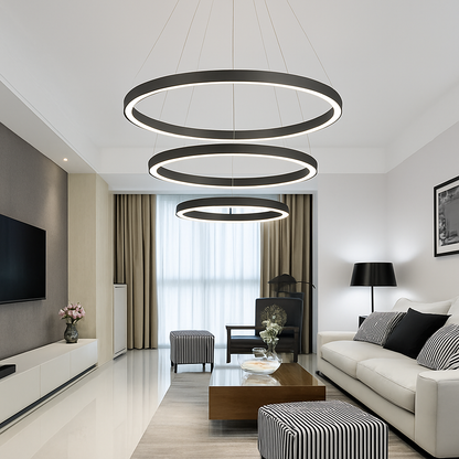 Modern LED Ring Pendant Light – Circular Hanging Chandelier for Dining Room, Living Room & Entryway | Contemporary Ceiling Fixture